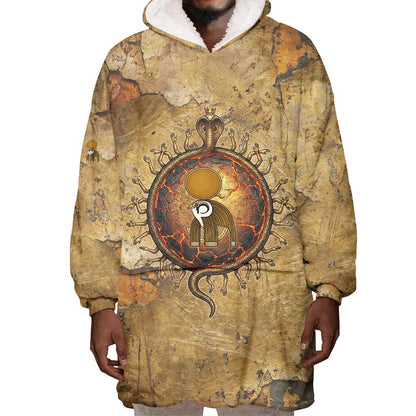 Ra Egyptian Wearable Blanket Hoodie Sun God Solar Disk Serpent Slayer Ancient Egyptian Boat of the Underworld