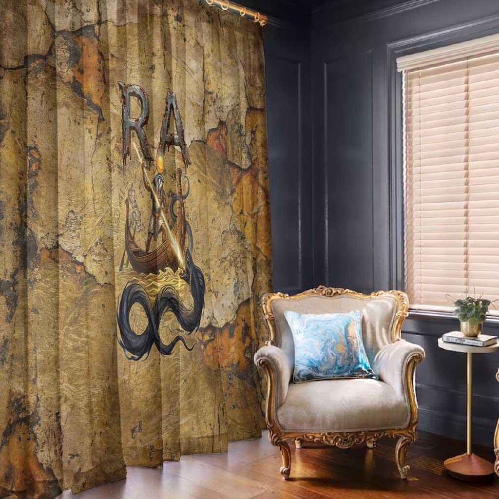 Ra Egyptian Window Curtain Sun God Solar Disk Serpent Slayer Ancient Egyptian Boat of the Underworld