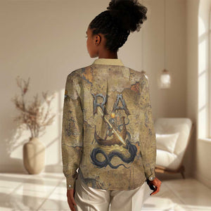 Ra Egyptian Women Casual Shirt Sun God Solar Disk Serpent Slayer Ancient Egyptian Boat of the Underworld
