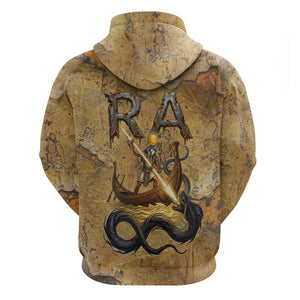Ra Egyptian Zip Hoodie Sun God Solar Disk Serpent Slayer Ancient Egyptian Boat of the Underworld