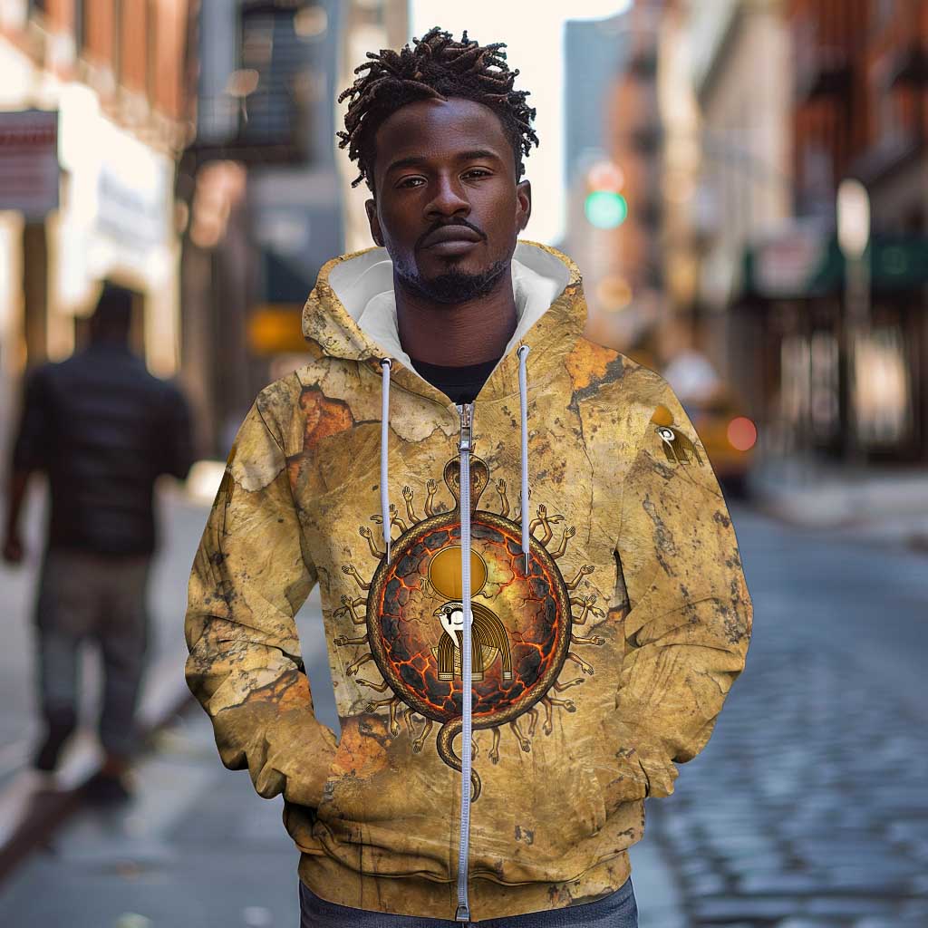 Ra Egyptian Zip Hoodie Sun God Solar Disk Serpent Slayer Ancient Egyptian Boat of the Underworld