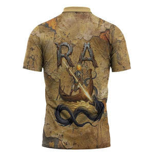 Ra Egyptian Zipper Polo Shirt Sun God Solar Disk Serpent Slayer Ancient Egyptian Boat of the Underworld