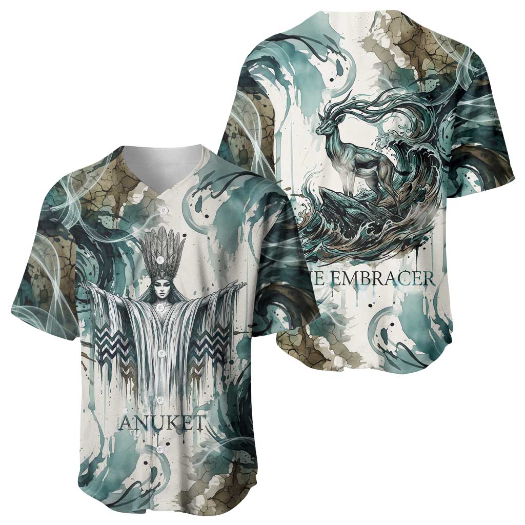 Anuket Egyptian Baseball Jersey Goddess of the Nile Flowing Water Gazelle Spirit The Embracer