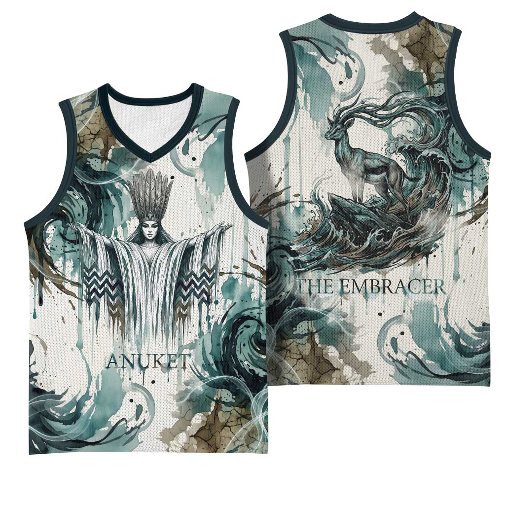 Anuket Egyptian Basketball Jersey Goddess of the Nile Flowing Water Gazelle Spirit The Embracer