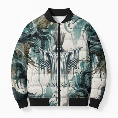 Anuket Egyptian Bomber Puffer Jacket Goddess of the Nile Flowing Water Gazelle Spirit The Embracer