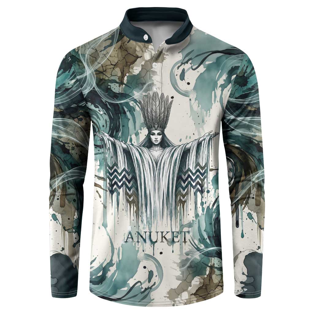 Anuket Egyptian Button Sweatshirt Goddess of the Nile Flowing Water Gazelle Spirit The Embracer