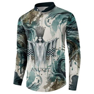 Anuket Egyptian Button Sweatshirt Goddess of the Nile Flowing Water Gazelle Spirit The Embracer