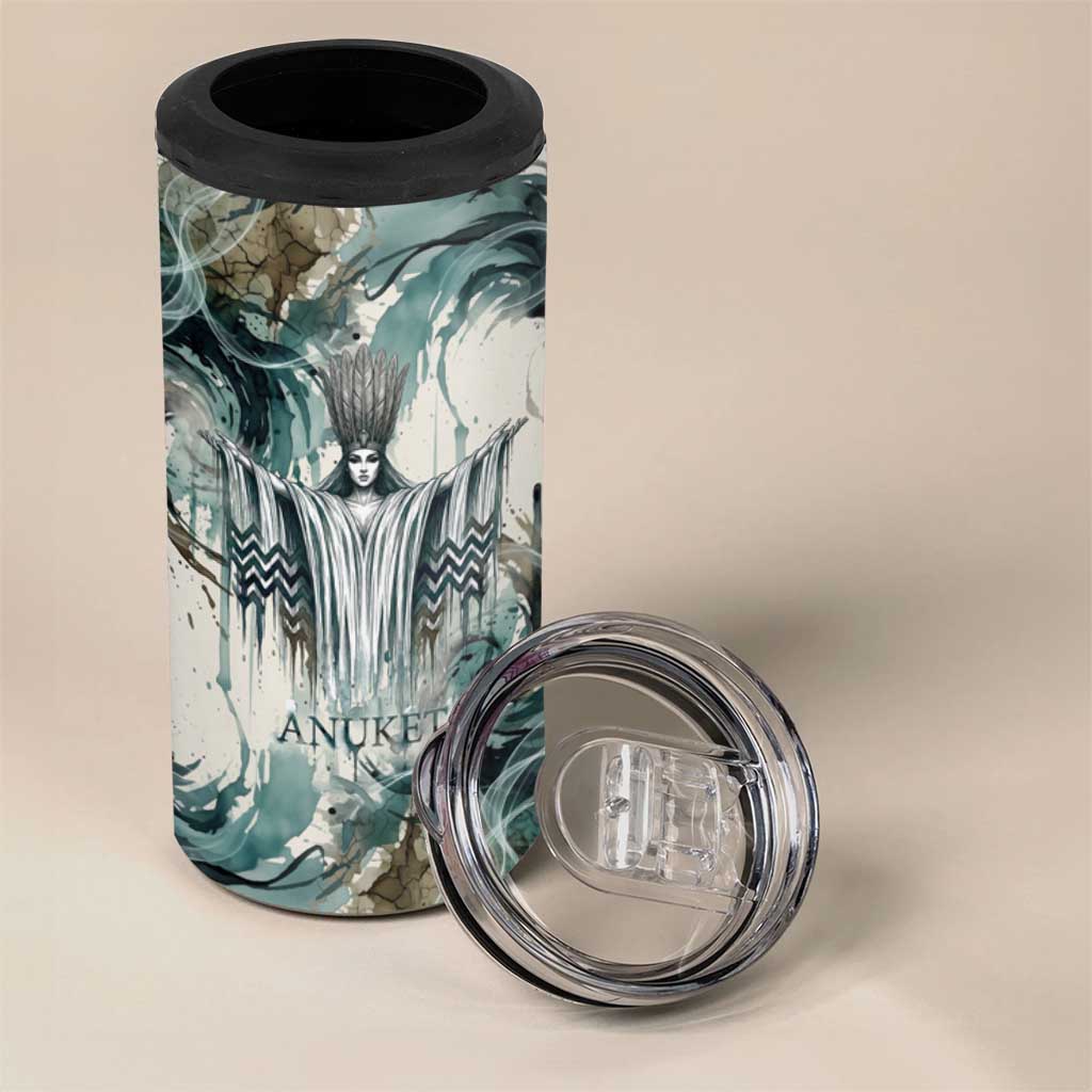 Anuket Egyptian 4 in 1 Can Cooler Tumbler Goddess of the Nile Flowing Water Gazelle Spirit The Embracer