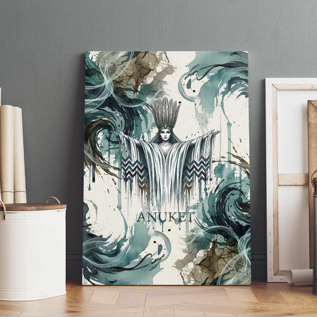 Anuket Egyptian Canvas Wall Art Goddess of the Nile Flowing Water Gazelle Spirit The Embracer