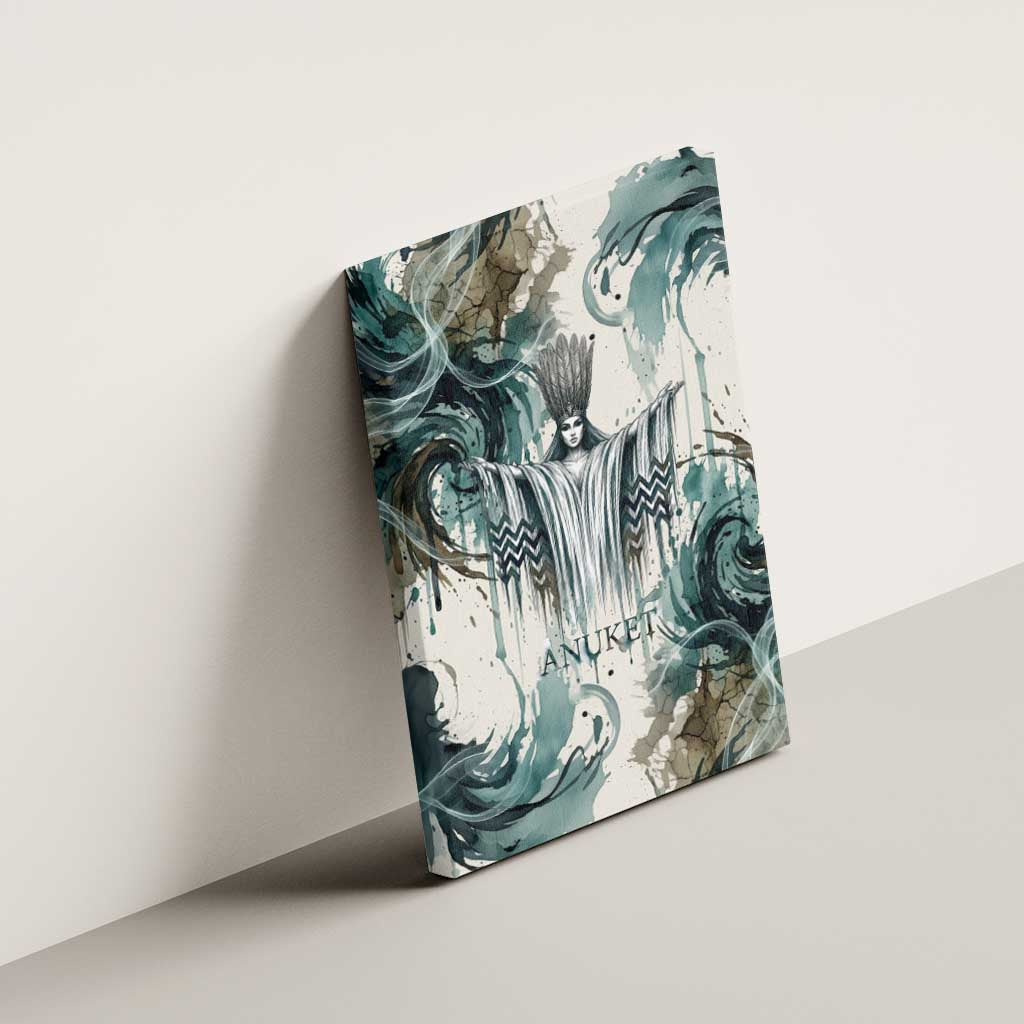 Anuket Egyptian Canvas Wall Art Goddess of the Nile Flowing Water Gazelle Spirit The Embracer
