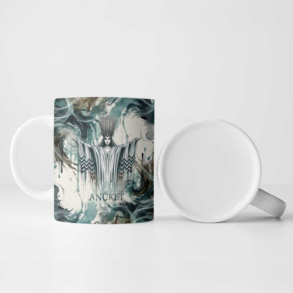Anuket Egyptian Ceramic Mug Goddess of the Nile Flowing Water Gazelle Spirit The Embracer