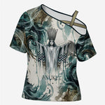 Anuket Egyptian Cross Shoulder Shirt Goddess of the Nile Flowing Water Gazelle Spirit The Embracer