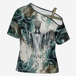 Anuket Egyptian Cross Shoulder Shirt Goddess of the Nile Flowing Water Gazelle Spirit The Embracer