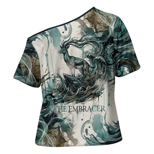 Anuket Egyptian Cross Shoulder Shirt Goddess of the Nile Flowing Water Gazelle Spirit The Embracer