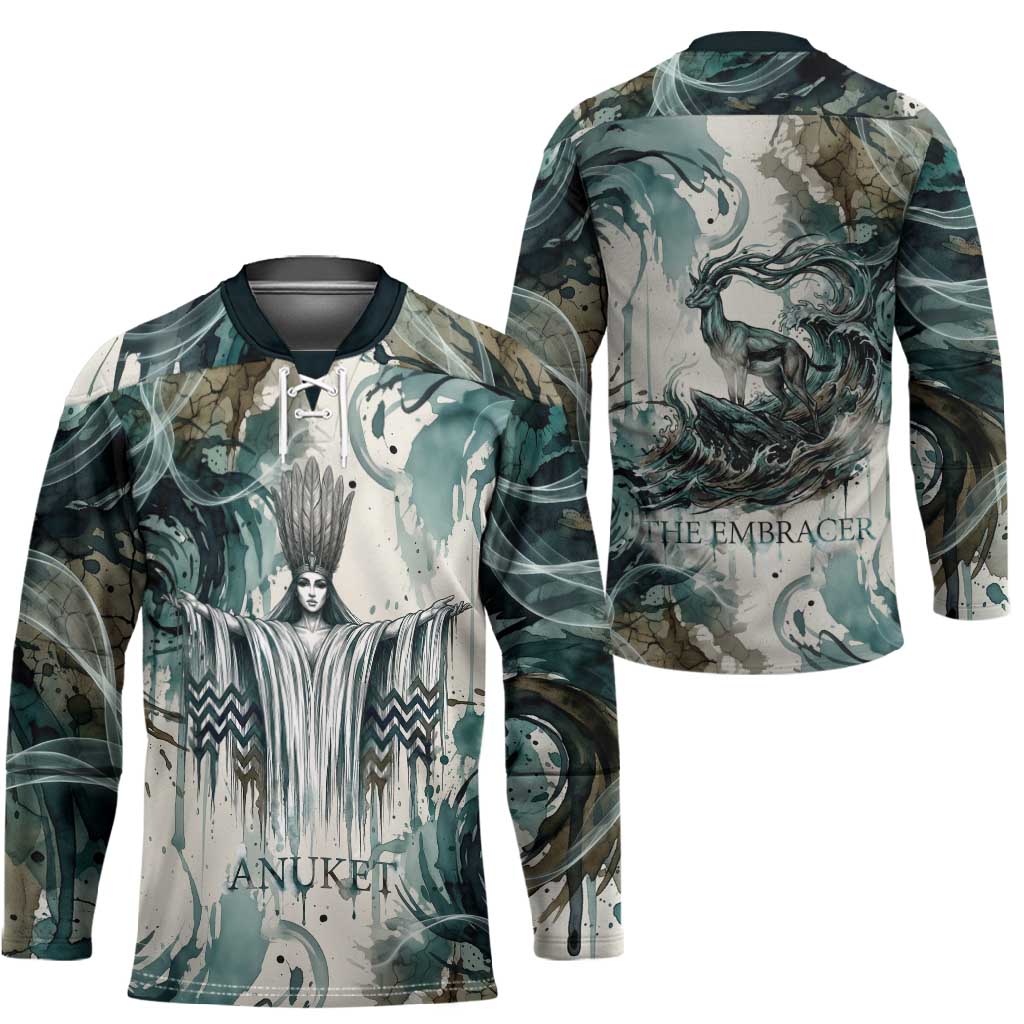 Anuket Egyptian Hockey Jersey Goddess of the Nile Flowing Water Gazelle Spirit The Embracer