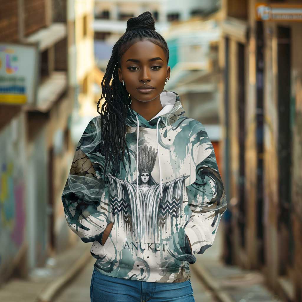 Anuket Egyptian Hoodie Goddess of the Nile Flowing Water Gazelle Spirit The Embracer