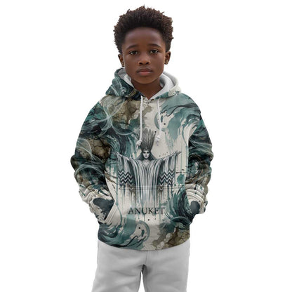 Anuket Egyptian Kid Hoodie Goddess of the Nile Flowing Water Gazelle Spirit The Embracer