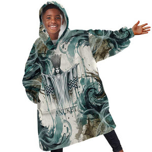 Anuket Egyptian Kid Wearable Blanket Hoodie Goddess of the Nile Flowing Water Gazelle Spirit The Embracer