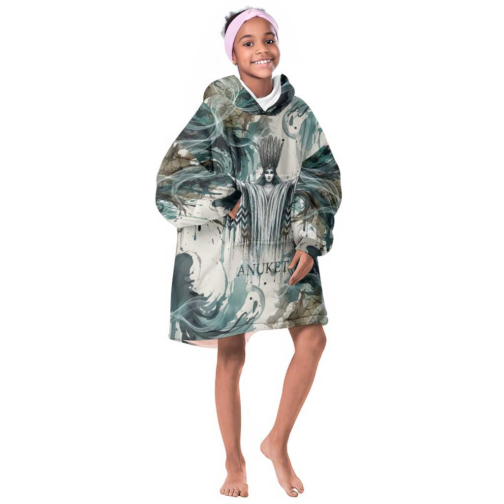 Anuket Egyptian Kid Wearable Blanket Hoodie Goddess of the Nile Flowing Water Gazelle Spirit The Embracer