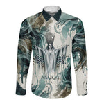 Anuket Egyptian Long Sleeve Button Shirt Goddess of the Nile Flowing Water Gazelle Spirit The Embracer