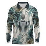 Anuket Egyptian Long Sleeve Polo Shirt Goddess of the Nile Flowing Water Gazelle Spirit The Embracer