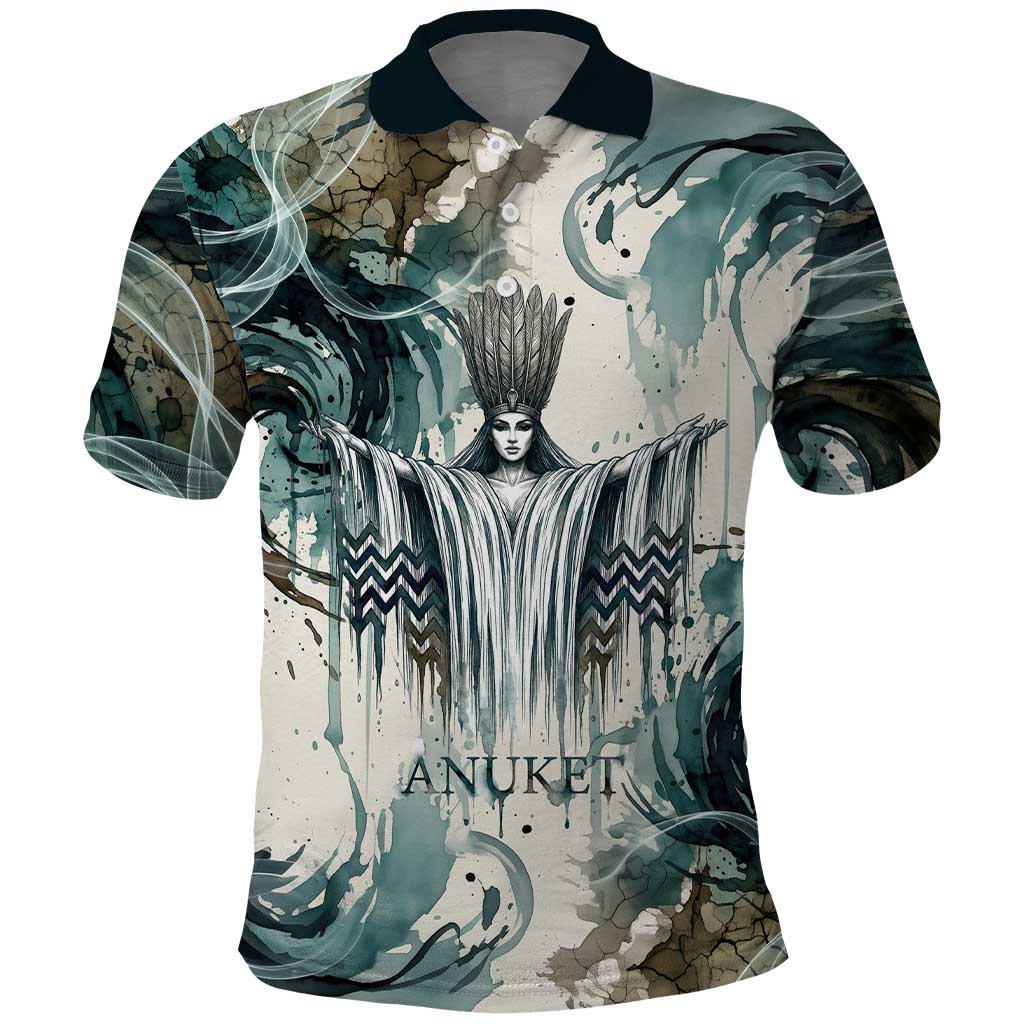 Anuket Egyptian Polo Shirt Goddess of the Nile Flowing Water Gazelle Spirit The Embracer