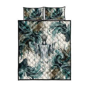 Anuket Egyptian Quilt Bed Set Goddess of the Nile Flowing Water Gazelle Spirit The Embracer