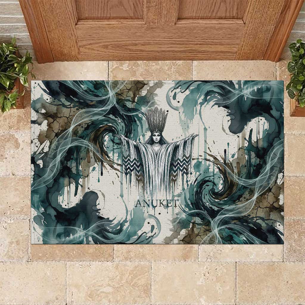 Anuket Egyptian Rubber Doormat Goddess of the Nile Flowing Water Gazelle Spirit The Embracer
