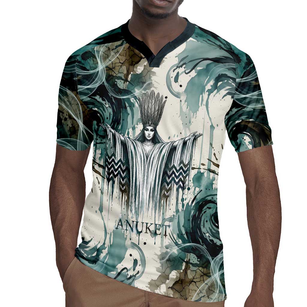 Anuket Egyptian Rugby Jersey Goddess of the Nile Flowing Water Gazelle Spirit The Embracer