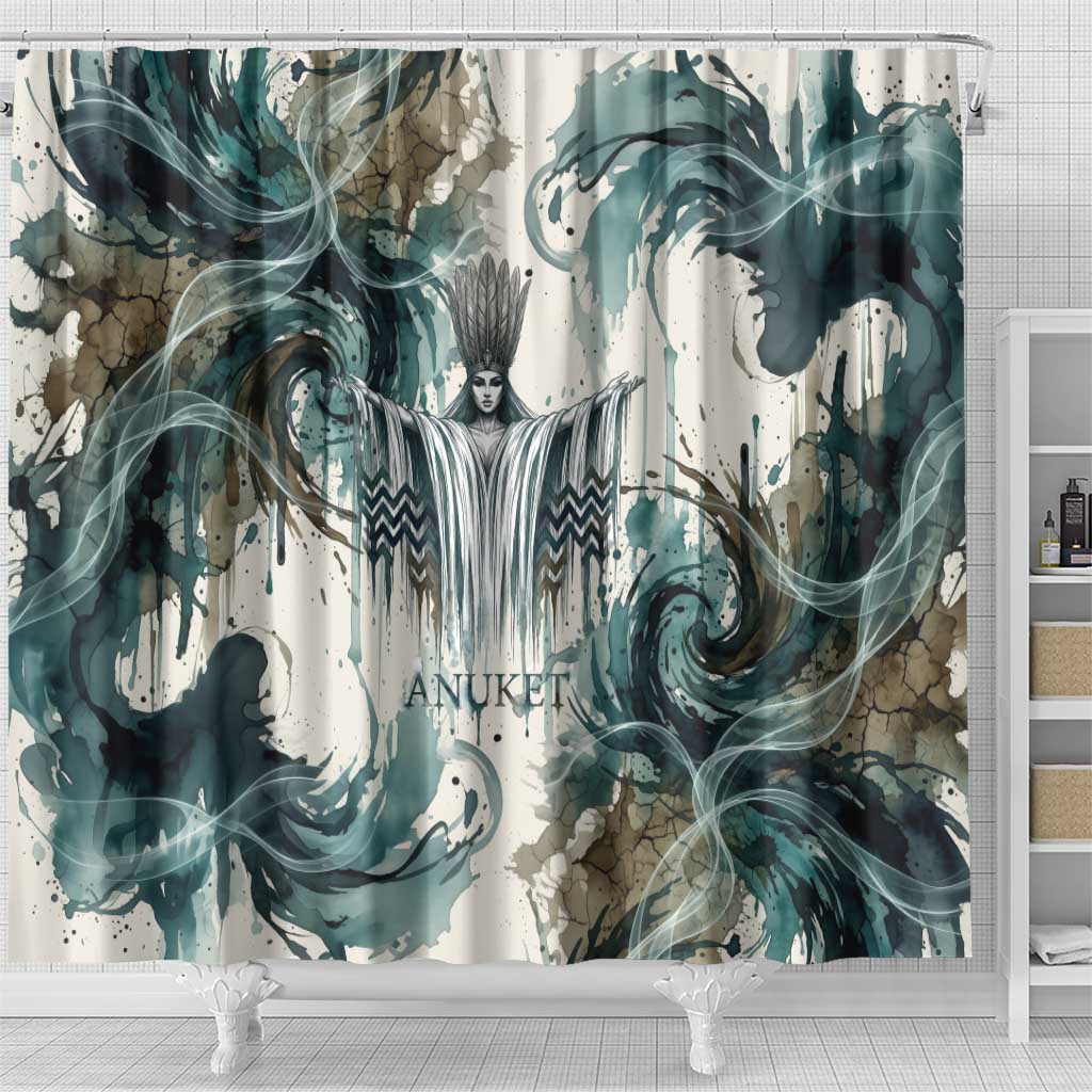 Anuket Egyptian Shower Curtain Goddess of the Nile Flowing Water Gazelle Spirit The Embracer