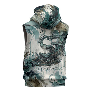 Anuket Egyptian Sleeveless Hoodie Goddess of the Nile Flowing Water Gazelle Spirit The Embracer