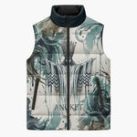 Anuket Egyptian Sleeveless Puffer Jacket Goddess of the Nile Flowing Water Gazelle Spirit The Embracer