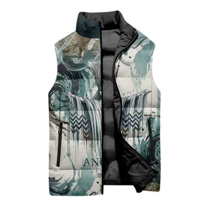 Anuket Egyptian Sleeveless Puffer Jacket Goddess of the Nile Flowing Water Gazelle Spirit The Embracer
