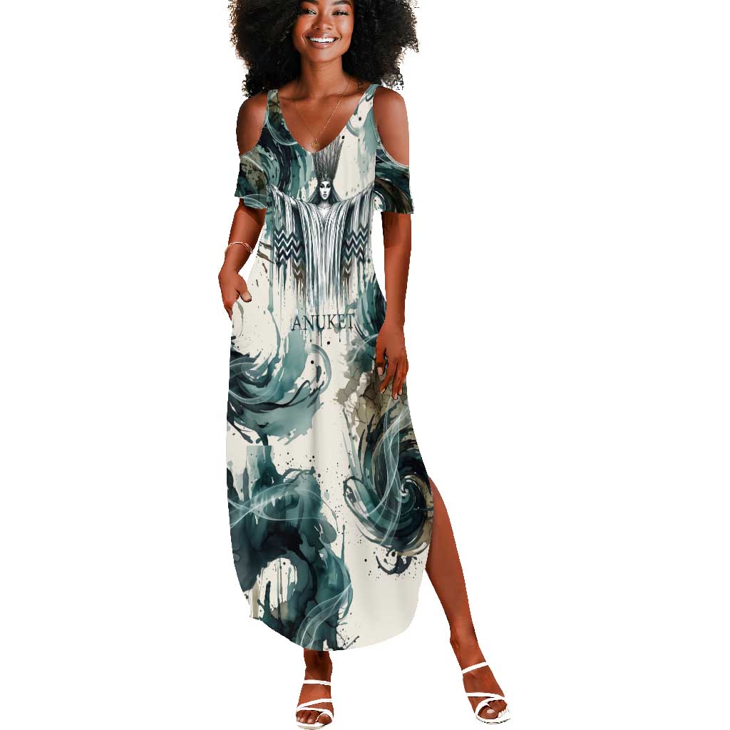 Anuket Egyptian Summer Maxi Dress Goddess of the Nile Flowing Water Gazelle Spirit The Embracer