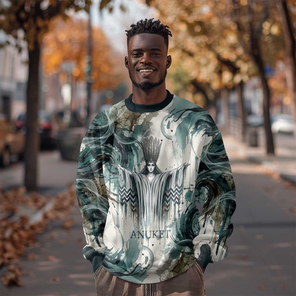 Anuket Egyptian Sweatshirt Goddess of the Nile Flowing Water Gazelle Spirit The Embracer