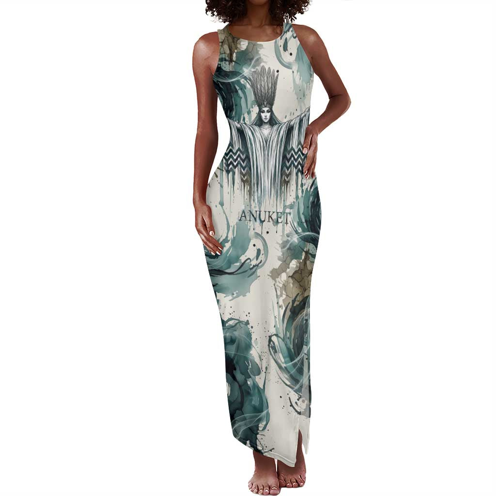 Anuket Egyptian Tank Maxi Dress Goddess of the Nile Flowing Water Gazelle Spirit The Embracer