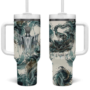 Anuket Egyptian Tumbler With Handle Goddess of the Nile Flowing Water Gazelle Spirit The Embracer