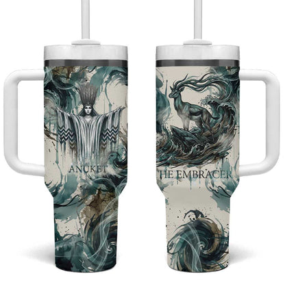 Anuket Egyptian Tumbler With Handle Goddess of the Nile Flowing Water Gazelle Spirit The Embracer