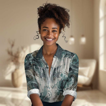 Anuket Egyptian Women Casual Shirt Goddess of the Nile Flowing Water Gazelle Spirit The Embracer