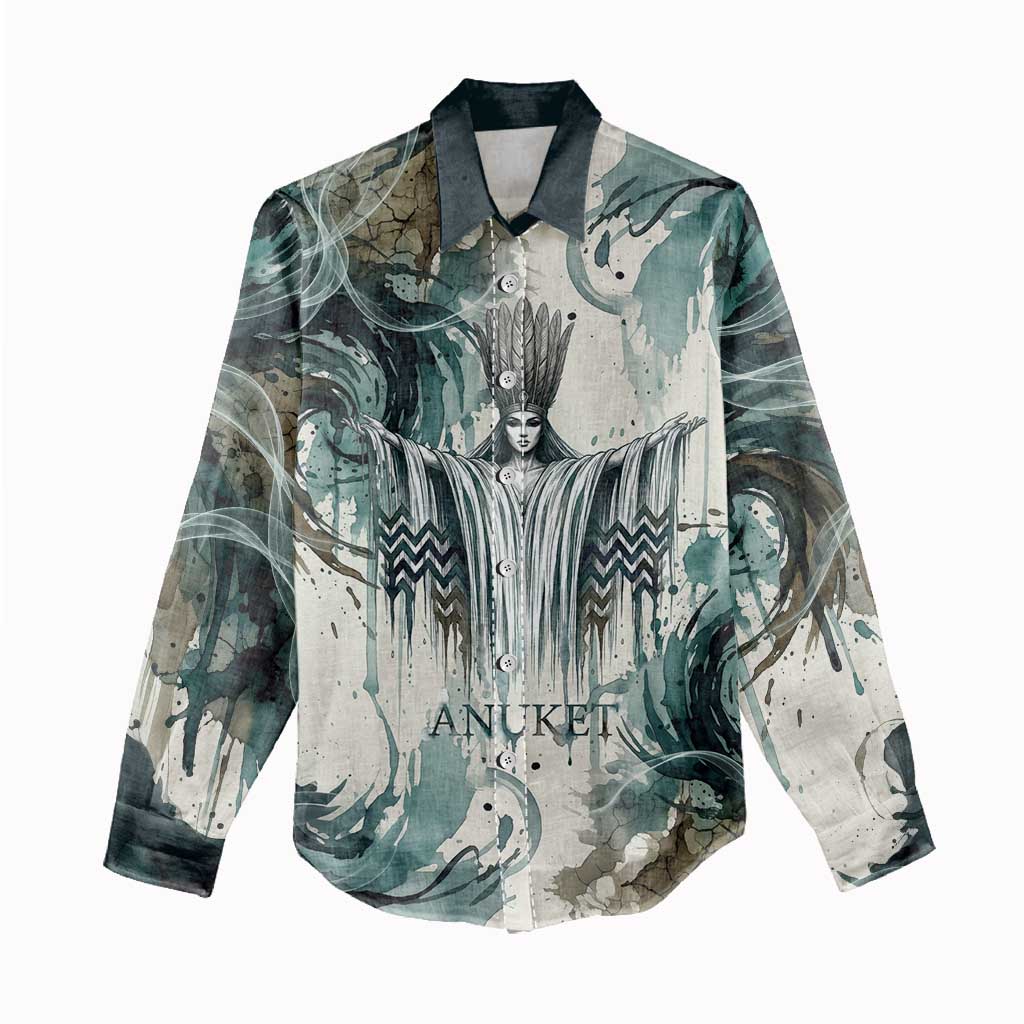 Anuket Egyptian Women Casual Shirt Goddess of the Nile Flowing Water Gazelle Spirit The Embracer