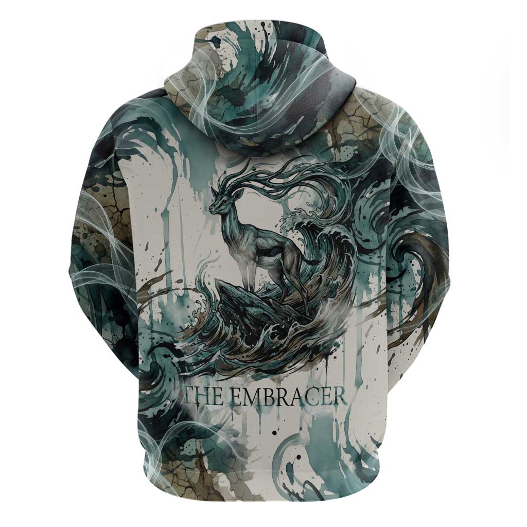 Anuket Egyptian Zip Hoodie Goddess of the Nile Flowing Water Gazelle Spirit The Embracer