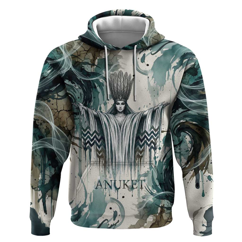 Anuket Egyptian Zip Hoodie Goddess of the Nile Flowing Water Gazelle Spirit The Embracer