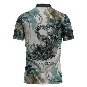 Anuket Egyptian Zipper Polo Shirt Goddess of the Nile Flowing Water Gazelle Spirit The Embracer