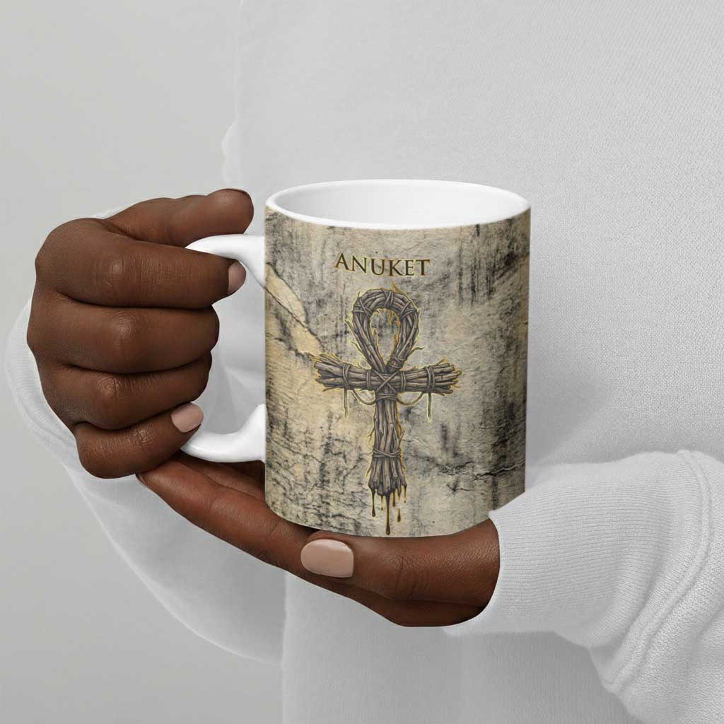 Anuket Ceramic Mug Egyptian Queen of the Cataracts Ankh Symbol