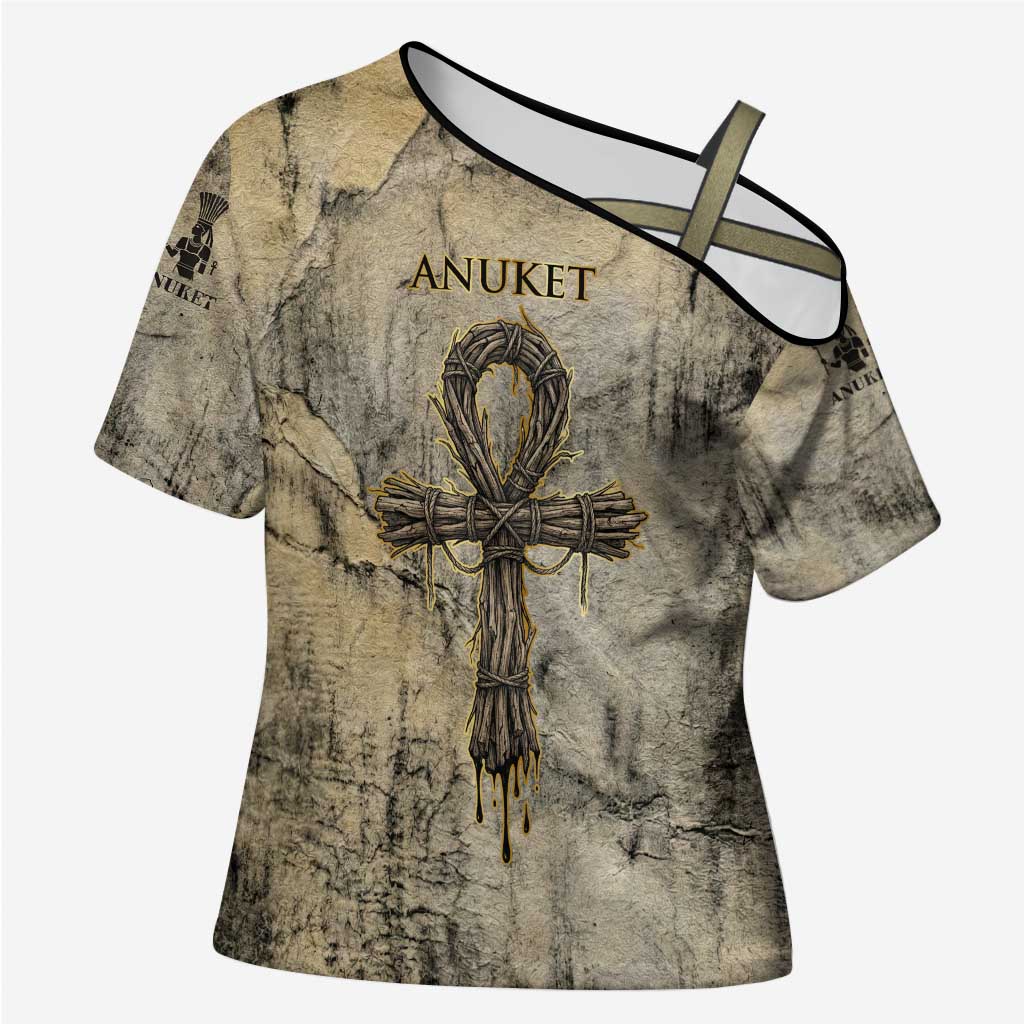 Anuket Cross Shoulder Shirt Egyptian Queen of the Cataracts Ankh Symbol