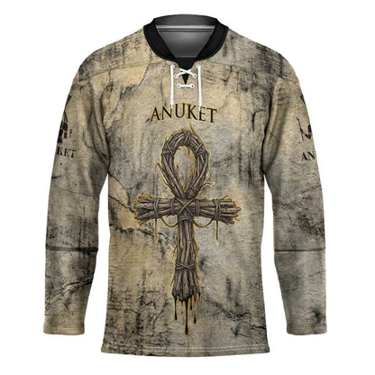 Anuket Hockey Jersey Egyptian Queen of the Cataracts Ankh Symbol