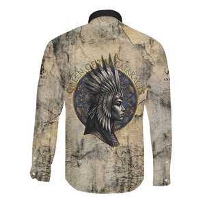 Anuket Long Sleeve Button Shirt Egyptian Queen of the Cataracts Ankh Symbol
