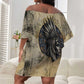 Anuket Off Shoulder Short Dress Egyptian Queen of the Cataracts Ankh Symbol