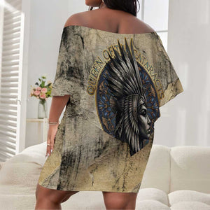 Anuket Off Shoulder Short Dress Egyptian Queen of the Cataracts Ankh Symbol