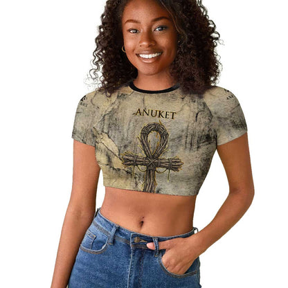 Anuket Raglan Cropped T shirt Egyptian Queen of the Cataracts Ankh Symbol